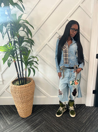 Reworked Plaid and Denim Jacket