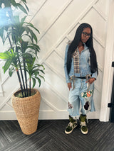 Reworked Plaid and Denim Jacket