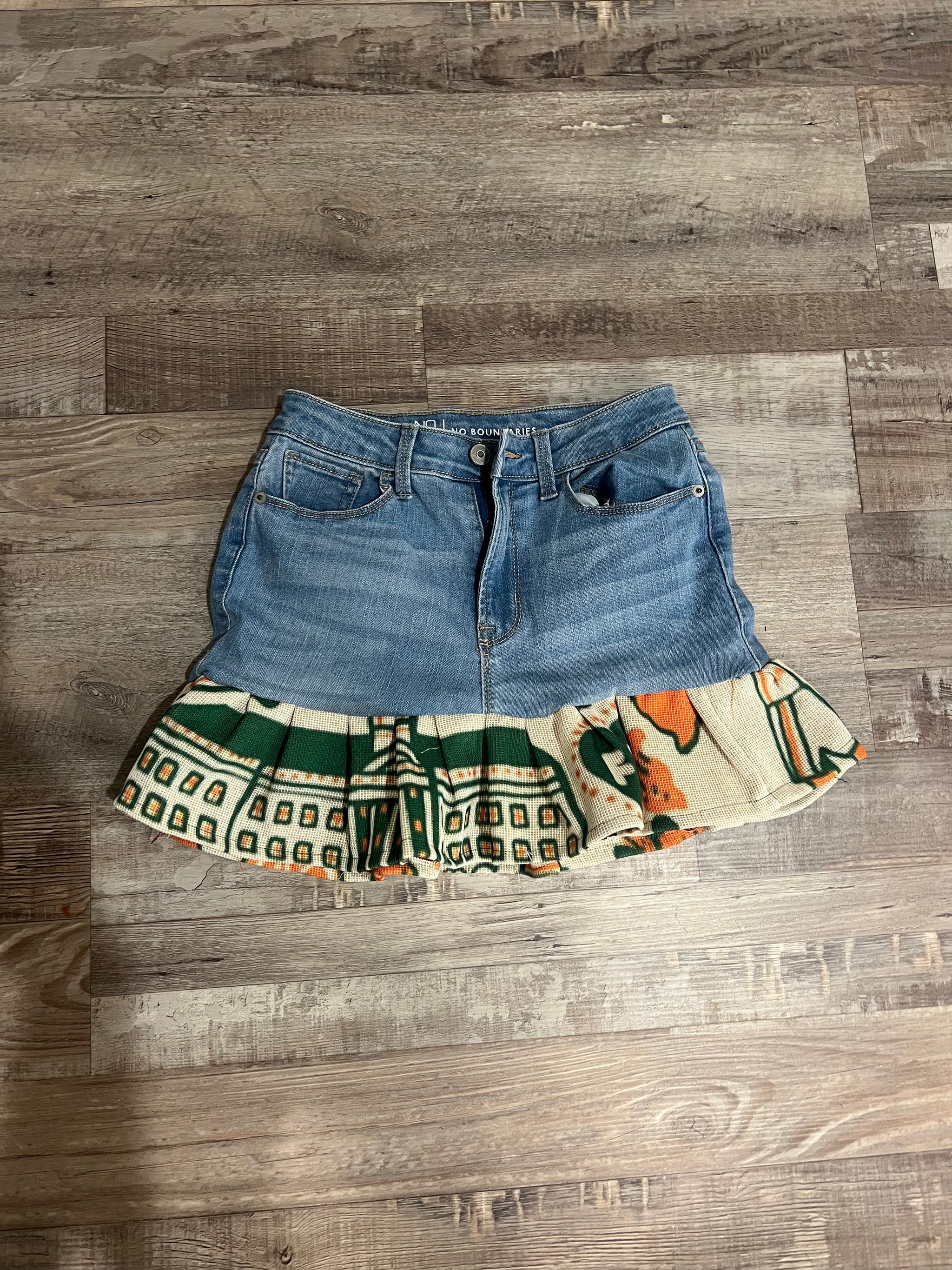 Mini Tapestry and Denim Skirt