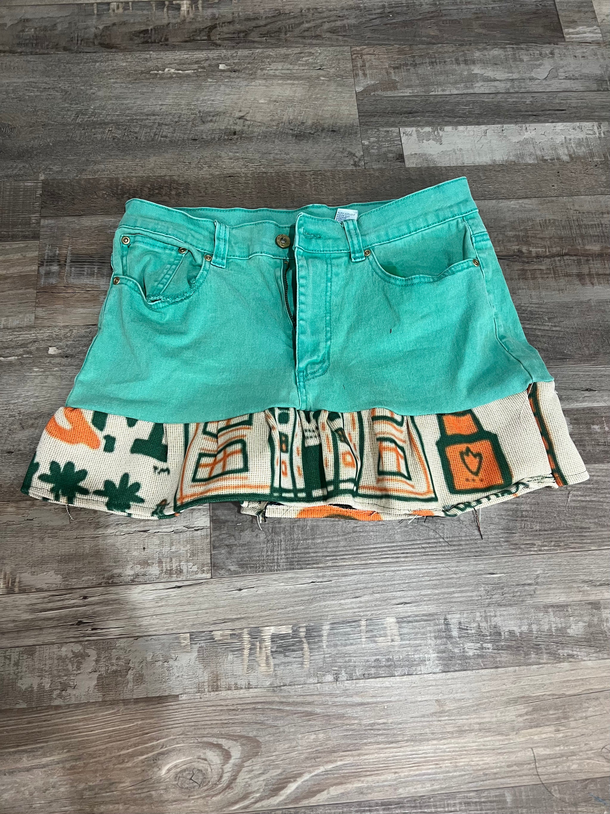 Mini Tapestry and Denim Skirt