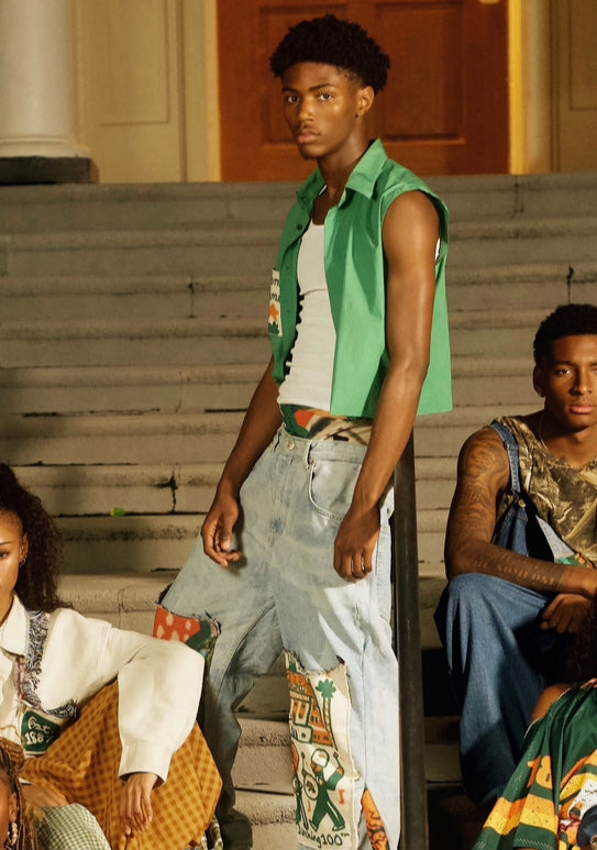 Cropped Button Down Shirt With Tie