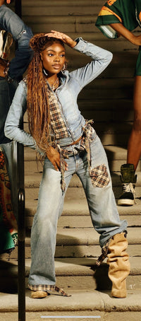 Reworked Flannel Denim Jeans